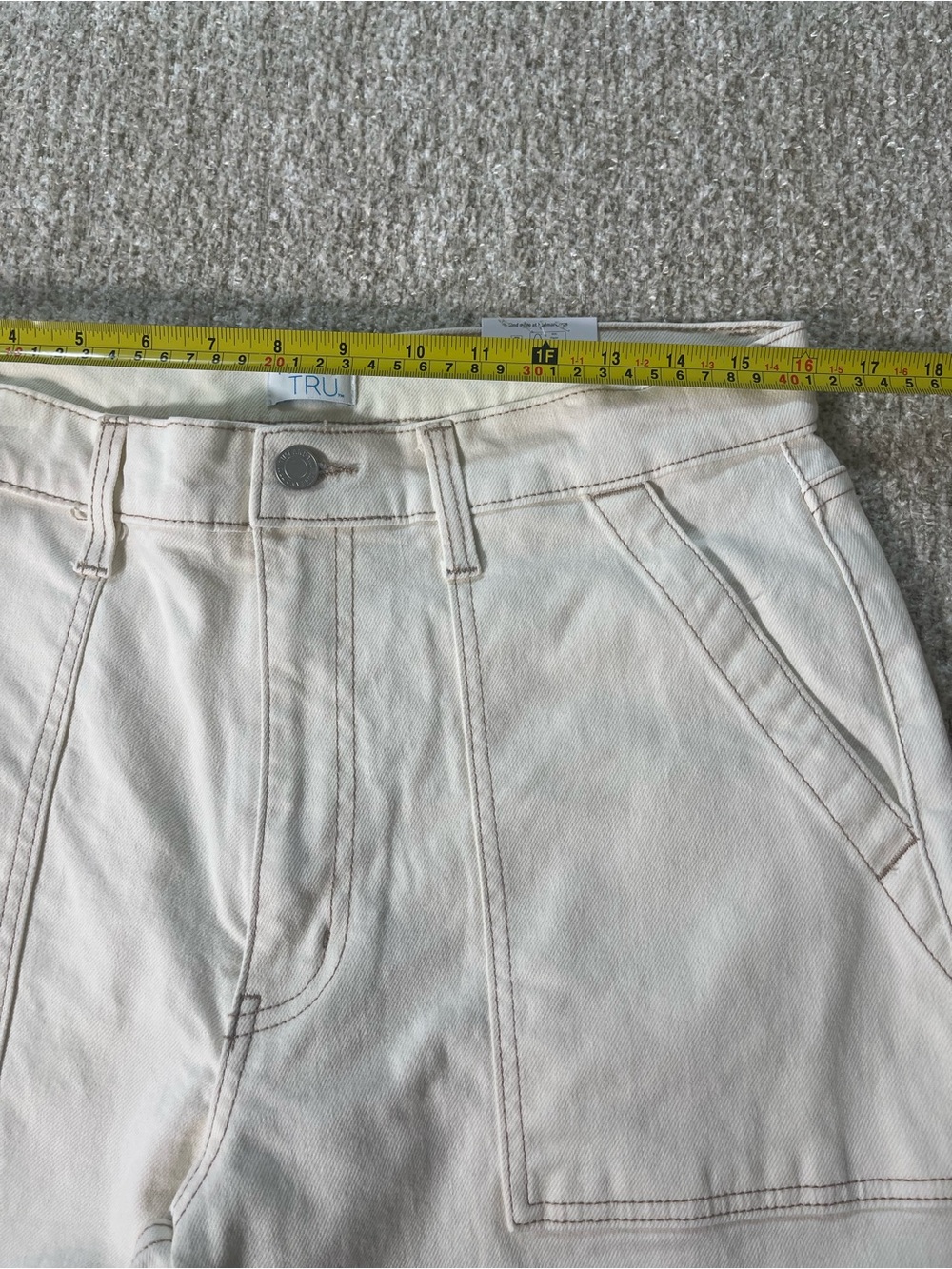 Women’s Time and Tru High Rise Relaxed Utility Trouser Ivory Size 12. NWT. #0351 - Picture 5 of 9